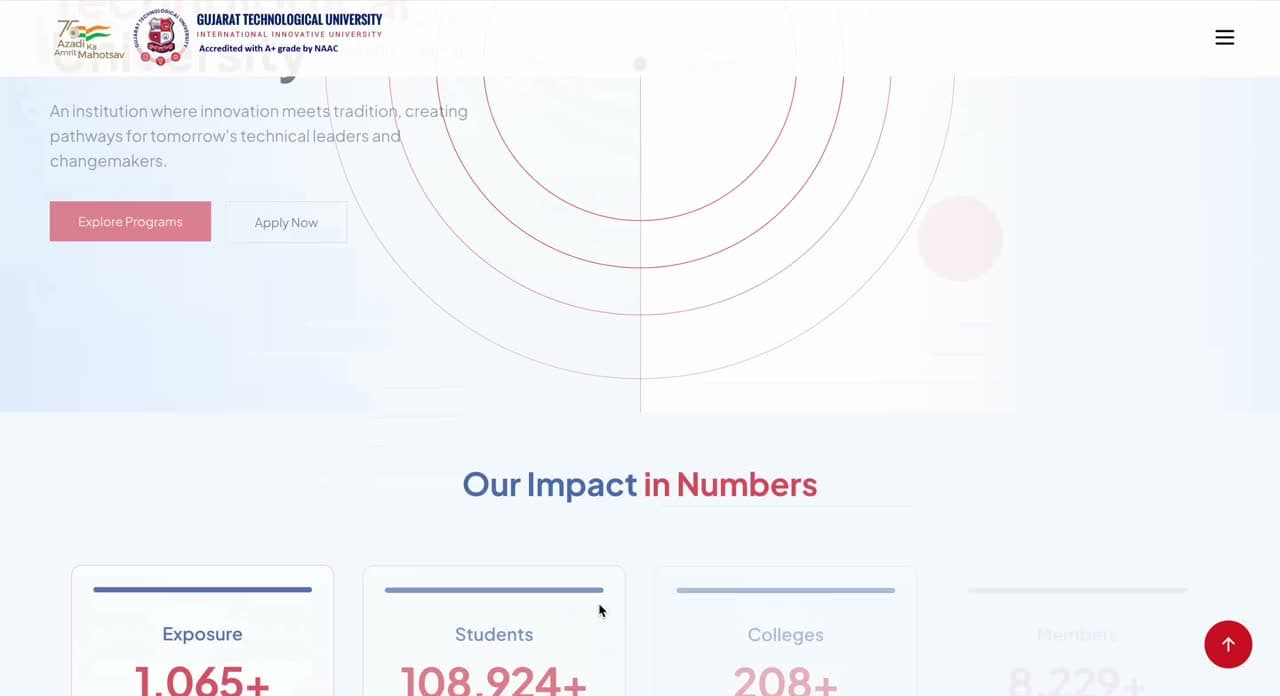 GTU Website Redesign — Web portal, built by Smeron.