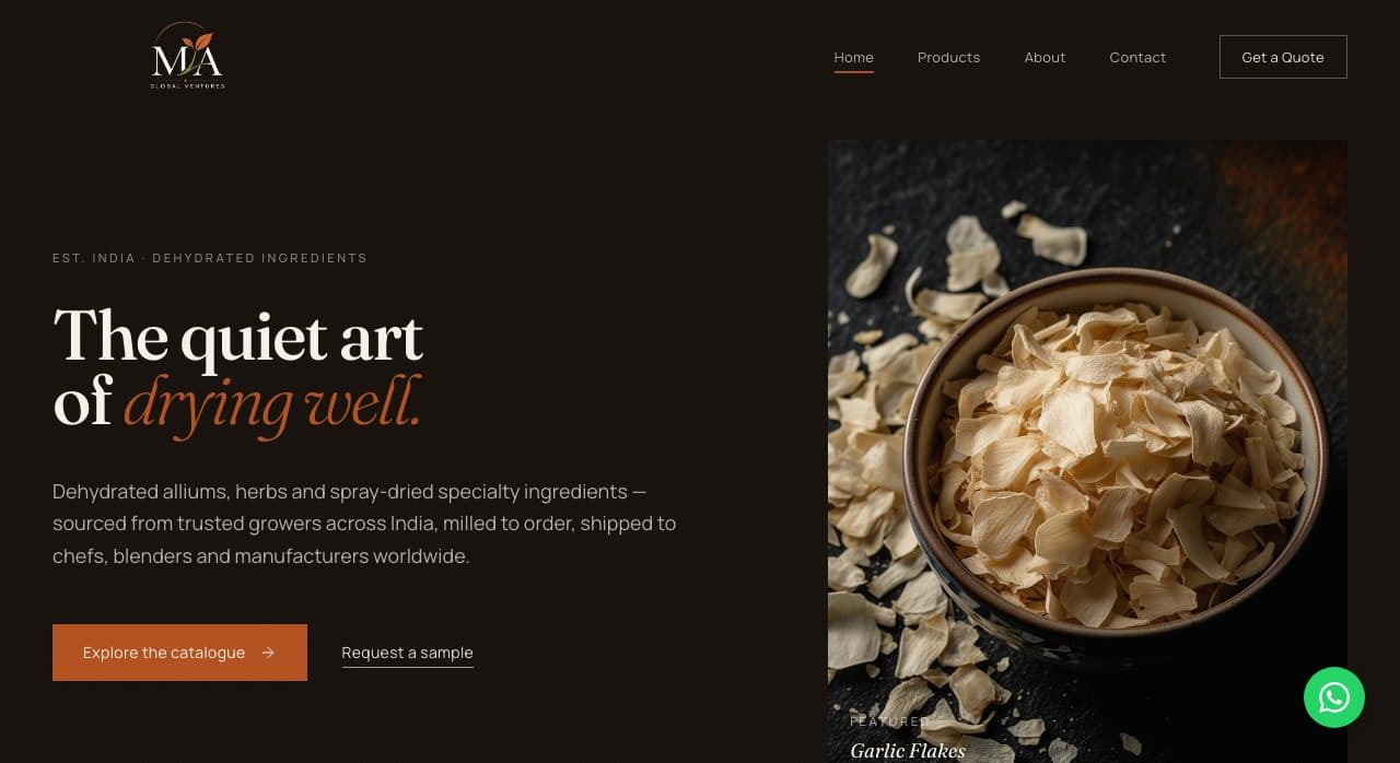 M·A Global Ventures — B2B ingredient supply