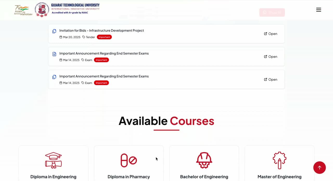 GTU Website Redesign — screen 2
